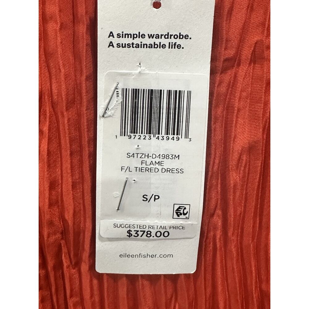 EILEEN FISHER NWT Fall FLAME Orange‎ Crushed Silk Dress Size Small MSRP $378 - Picture 5 of 12